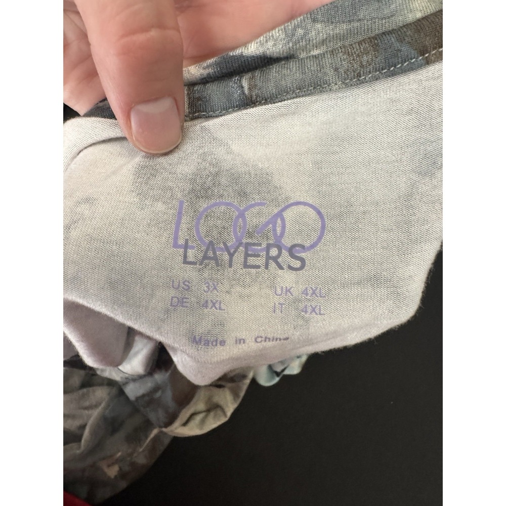 LOGO Layers By Lori Goldstein Tank Dress Handkerchief Hem Neutral watercolor - Picture 6 of 7